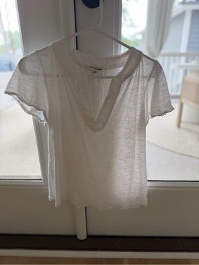 Biden White V-Neck Short Sleeve Women's Top